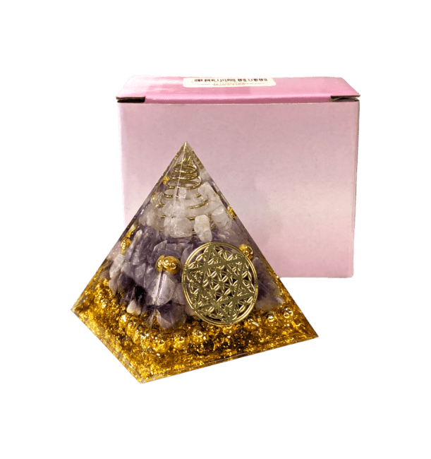 Weihrauch bei Orgonit-Pyramide Bergkristall & Amethyst Blume des Lebens Pentagramm|de
