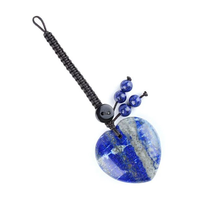 Herzförmiger Taschenanhänger aus Lapislazuli (A) aus Naturstein