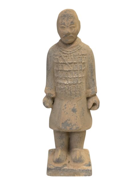 Antike bunte Ritterstatue aus Terrakotta, 20 cm