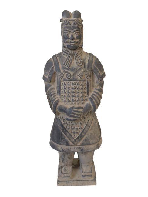 Generalstatue aus schwarzer Terrakotta, 23 cm
