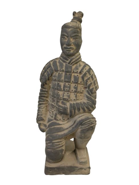 Schwarze kniende Bogenschützenstatue aus Terrakotta, 21 cm