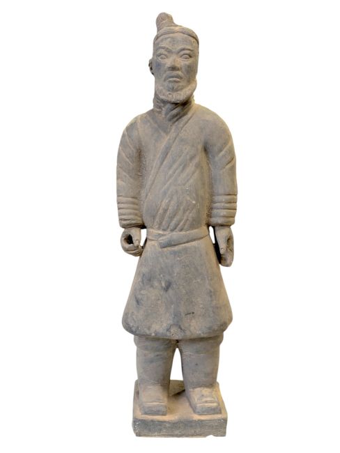 Schwarze Kriegerstatue aus Terrakotta, 35 cm