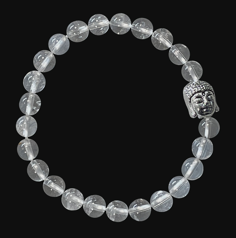 Bergkristall & Buddha Armband perles 6mm