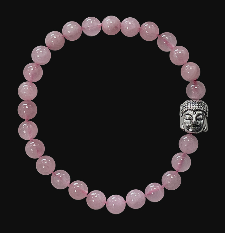 Armband Quarz & Buddha rose perles 6mm