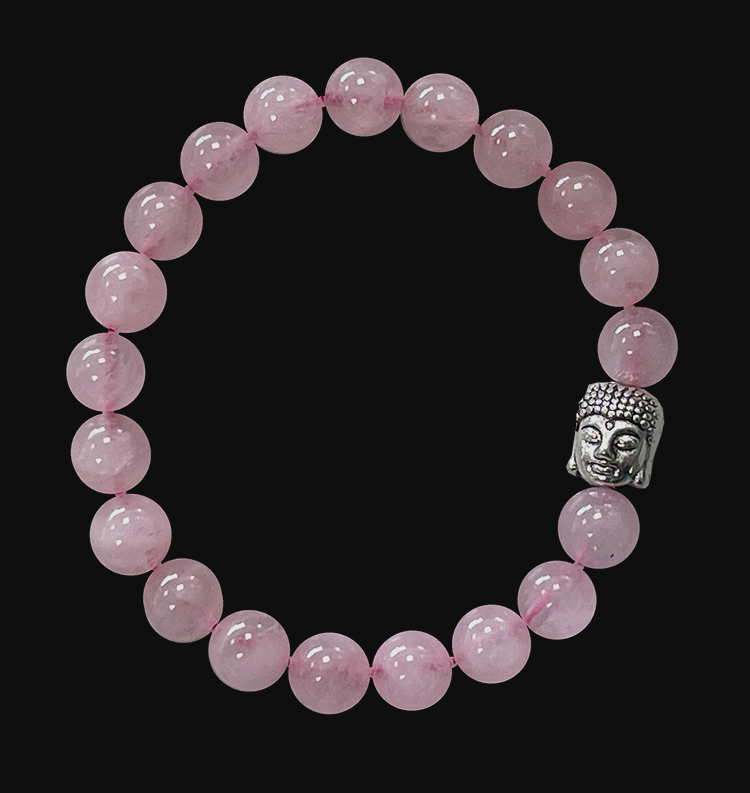 Armband Quarz & Buddha rose perles 8mm