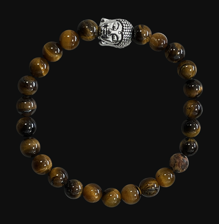 Tigerauge & Buddha Armband A Perlen 6mm