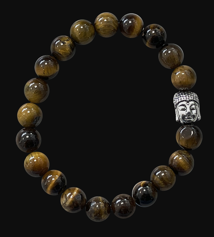 Tigerauge & Buddha Armband A Perlen 8mm