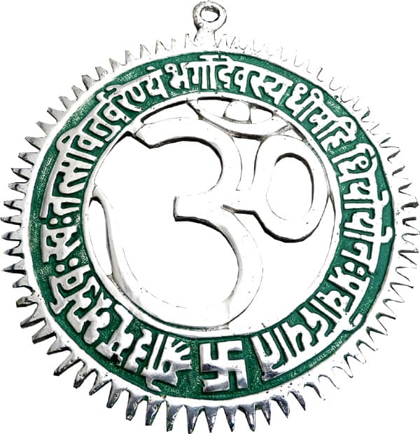 OM Farbe Gayatri Mantra Aluminium weiß 12,5 cm