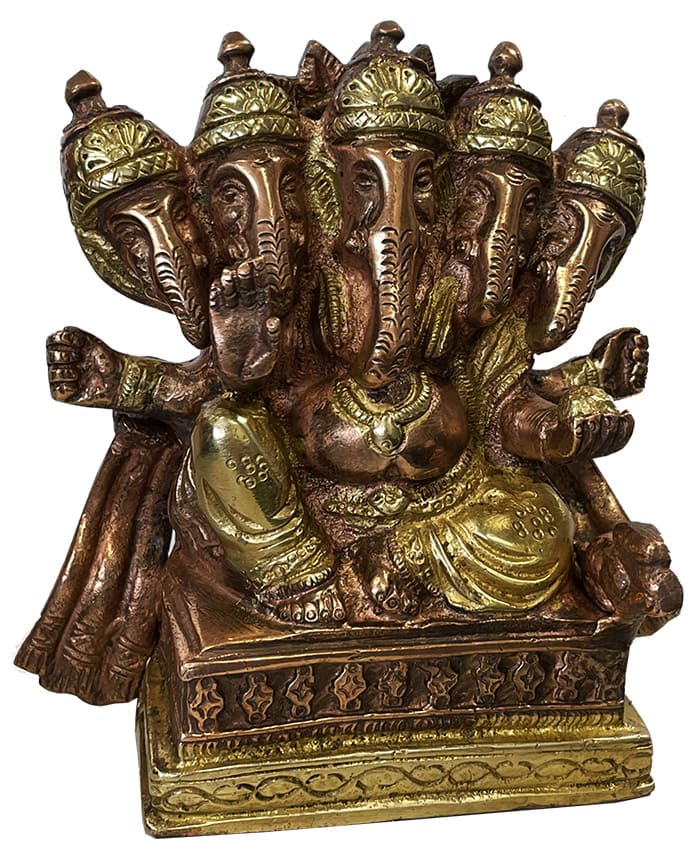 Ganesh 5 Messingköpfe 2 Farben 12cm