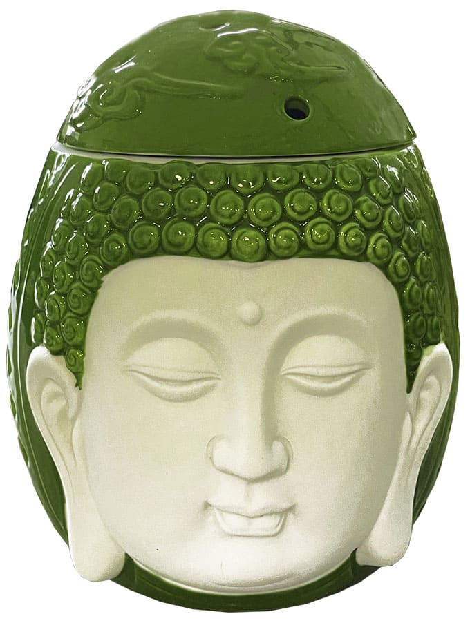 Weihrauch bei Keramikölbrenner Bouddha Kopf Grün 14cm