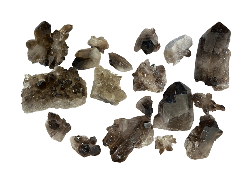 Bergkristall-Cluster aus Brasilien, geräuchert, AA-Lot, 2 kg