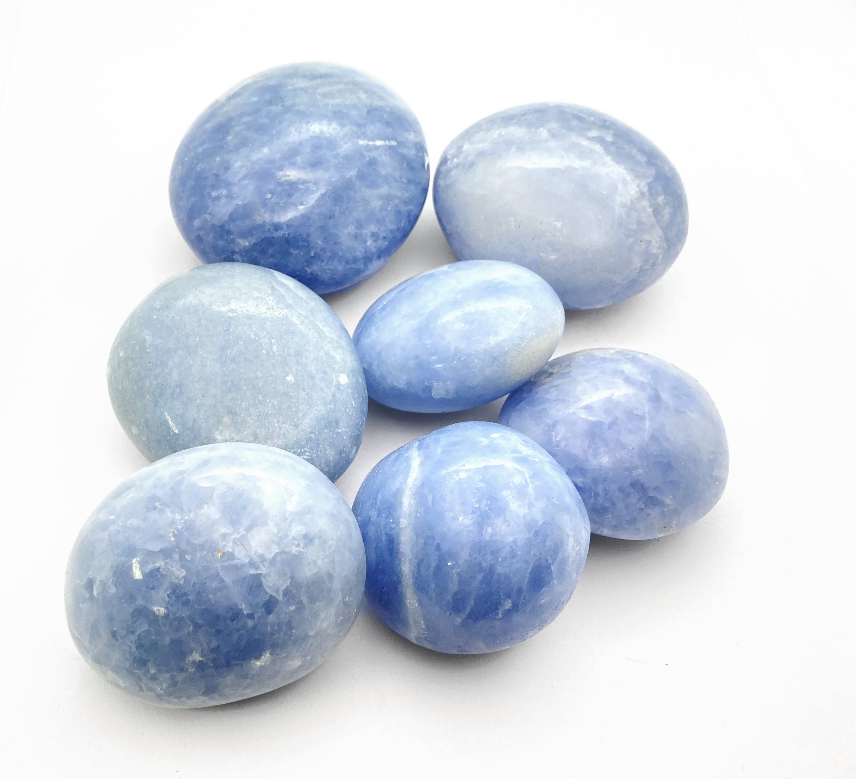 Kieselsteine Trommelstein blauer Calcit A -Qualität 1Kg