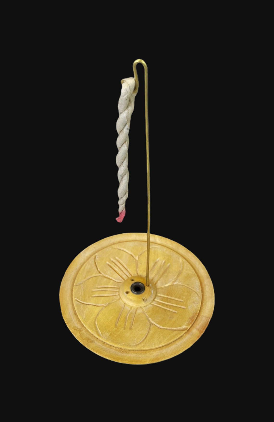 Räucherstäbchenhalter, gemeißelte runde Holzschnüre, Lotus, 9,5 cm