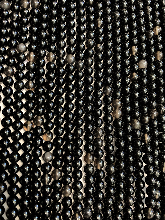 Schwarzes Obsidianperlen A 6mm auf 40cm Faden