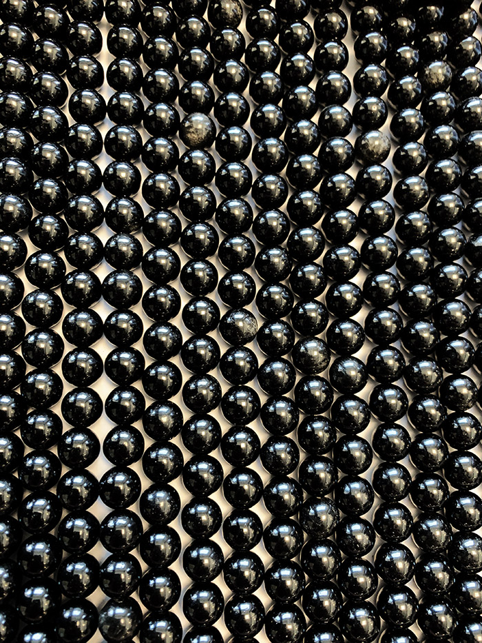Schwarzes Obsidianperlen A 8mm auf 40cm Faden