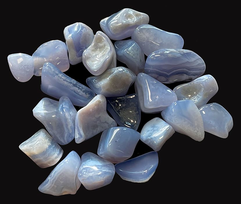 Weihrauch bei Blauer Chalcedon Malawi AB gerollte Steine 250g