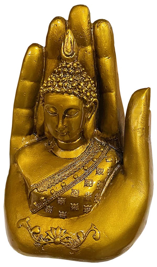 Buddha Hand Resin Statue Antik Gold 17cm