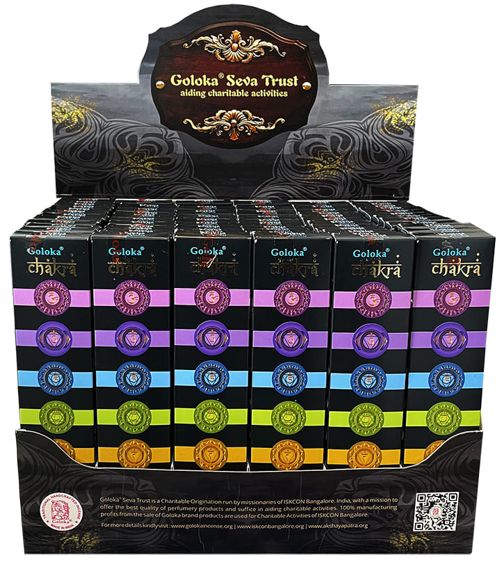 Display Natürlich masala Weihrauch Goloka Chakra 15g 72 Packungen