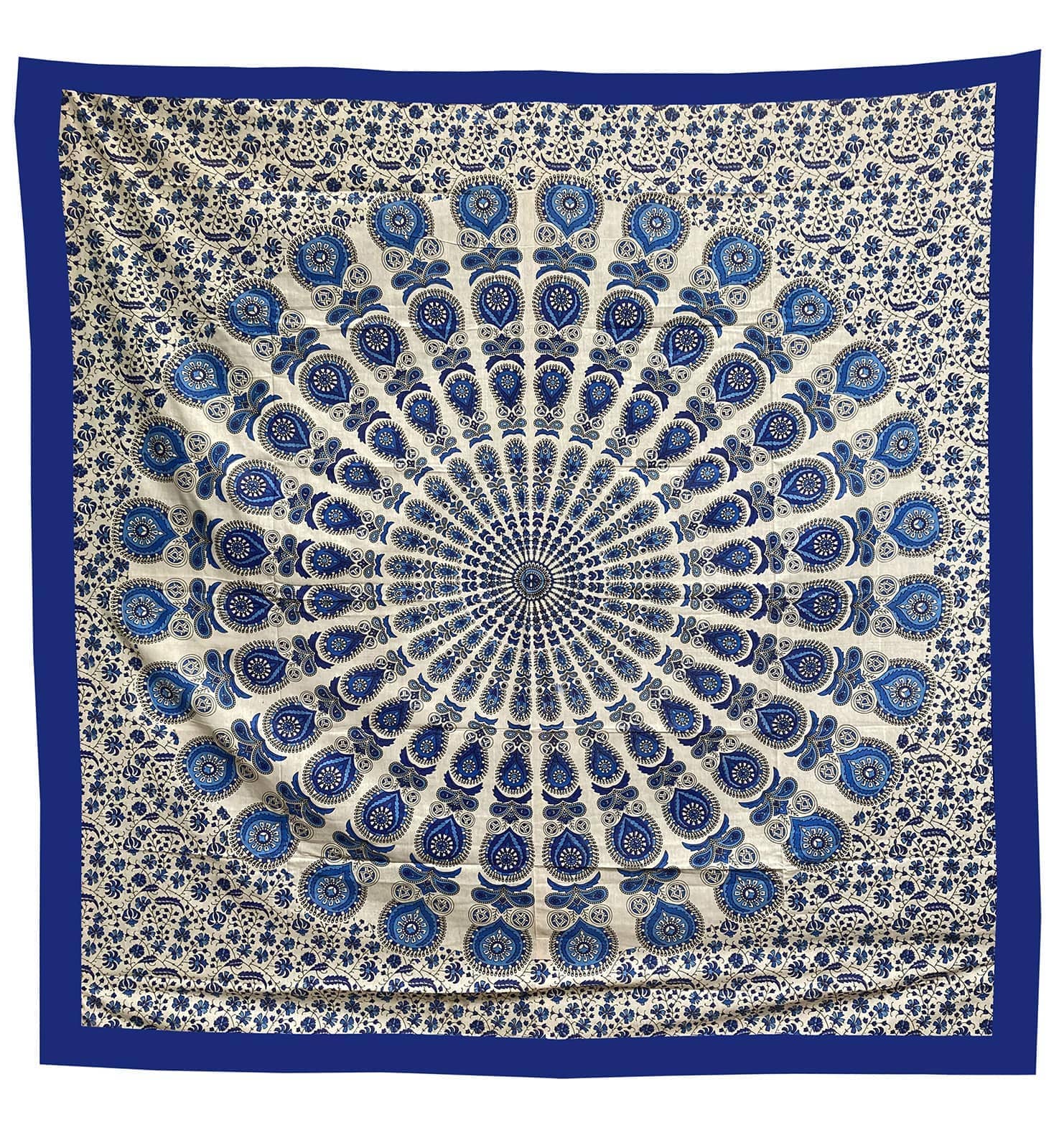 Dunkelblauer und hellblauer Mandala-Wandbehang