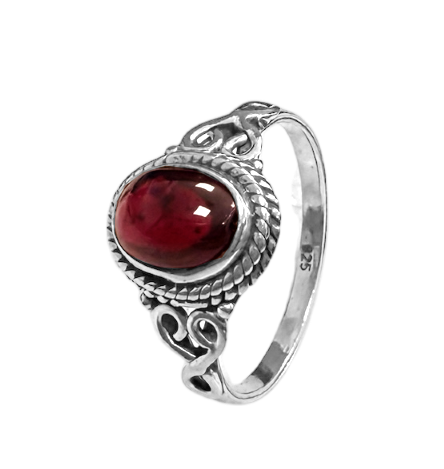 925 Silber Ring Roter Granat AA T56