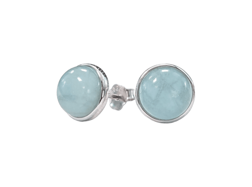 925 Silber Ohrringe Aquamarin AA 8mm