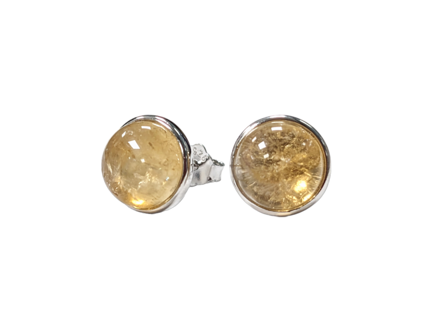Ohrringe aus 925er Silber, natürlicher Citrin AA, 8 mm