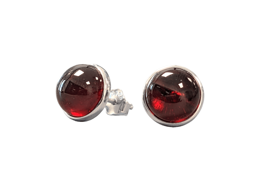 925 Silber Ohrringe Roter Granat AAA 8mm