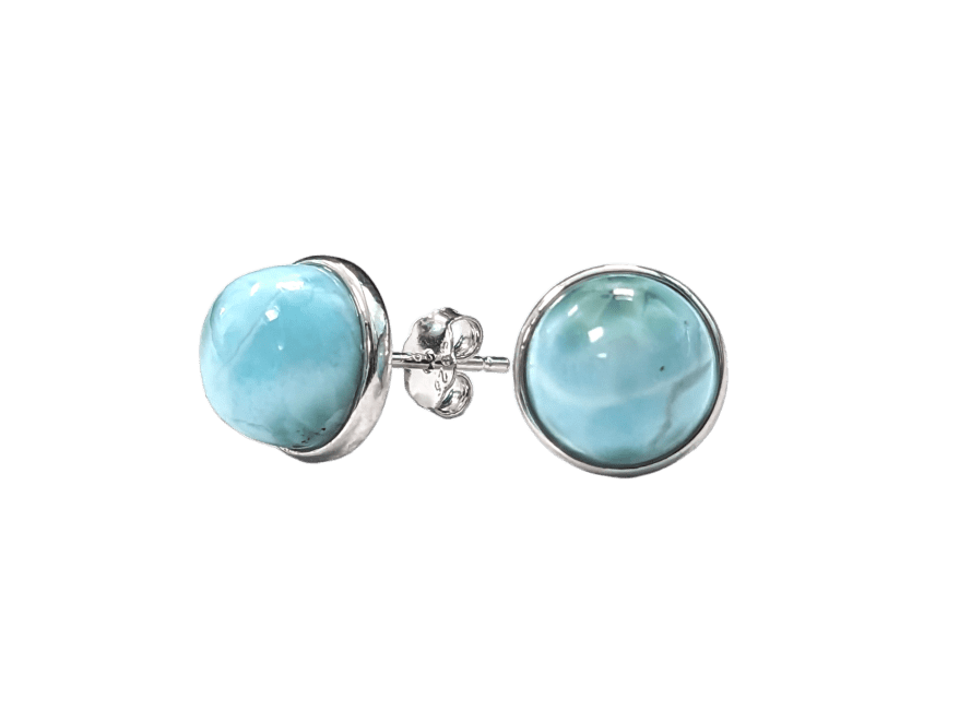 925 Silber Ohrringe Larimar AA 8mm