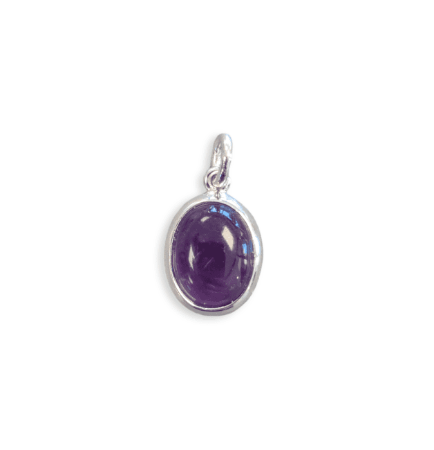 Ovaler Anhänger aus 925er Silber, Amethyst AA, 13 mm