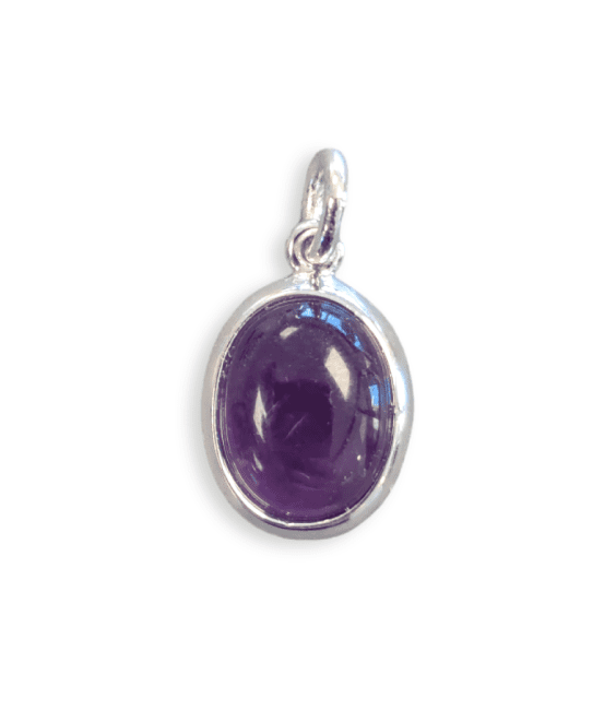 Ovaler Anhänger aus 925er Silber, Amethyst AA, 13 mm