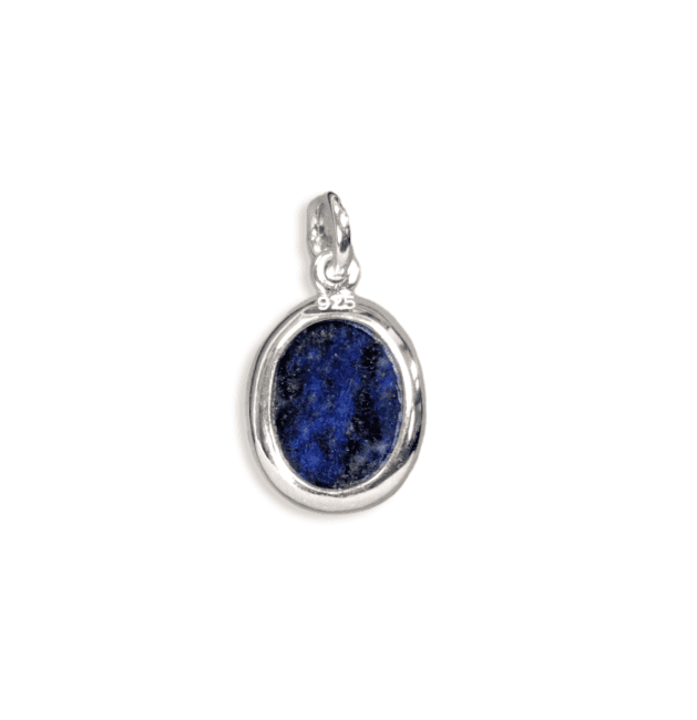 Ovaler Anhänger aus 925er Silber, Lapislazuli AA, 13 mm