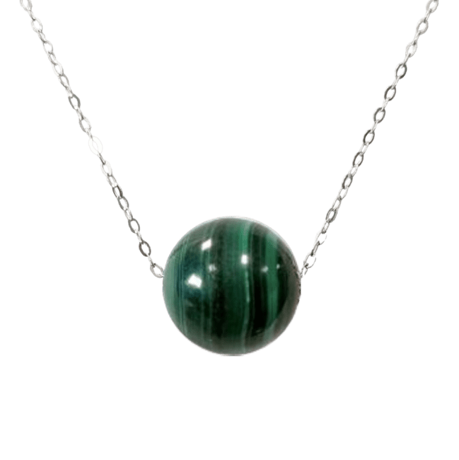 Weihrauch bei 925 Silber Halskette Malachit AA Kugel 12mm
