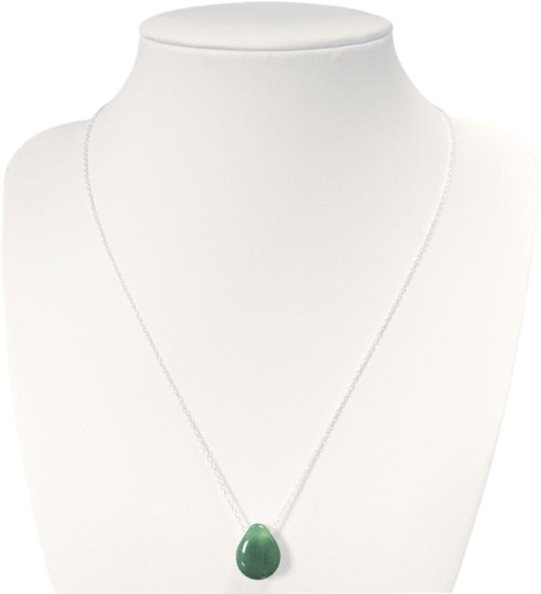 Halsketten aus 925er Silber, grüner Aventurin, durchbohrter Stein A, 14 mm