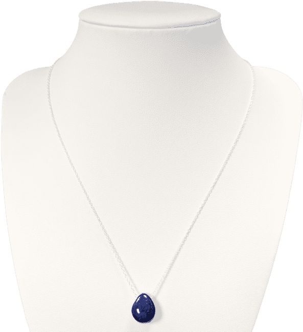 Halsketten aus 925er Silber, durchbohrter Stein, Lapislazuli AA, 14 mm