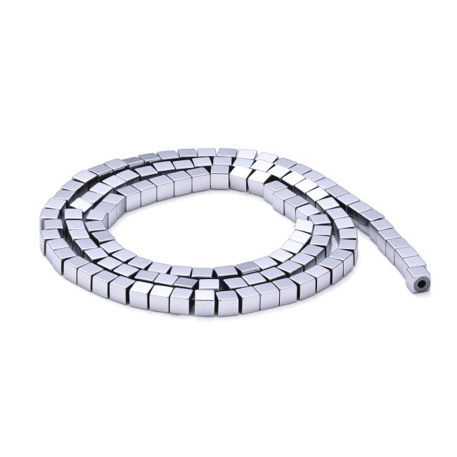 Quadratische Silberhämatit-Abstandsperlen – 3×3 mm