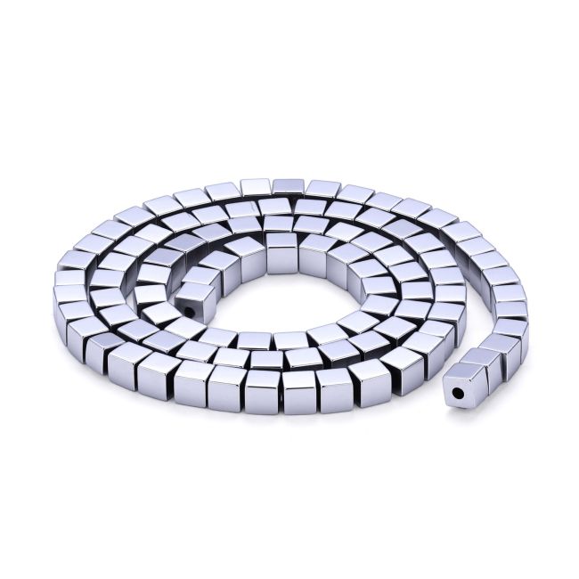 Quadratische Silberhämatit-Abstandsperlen – 4×4 mm