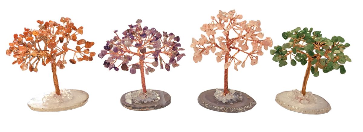 Lebensbaum Rosenquarz auf Achat 12-13cm