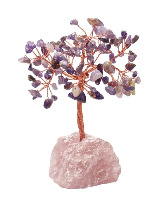Lebensbaum Amethyst auf Rosenquarz Druse 12-13cm