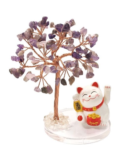 Baum des Lebens in Amethyst mit Manekineko