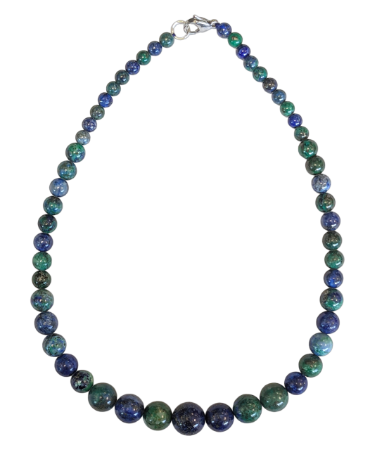 Mit Malachit und Azurit behandelte Halskette mit Tropfenperlen, 6–14 mm, 45 cm