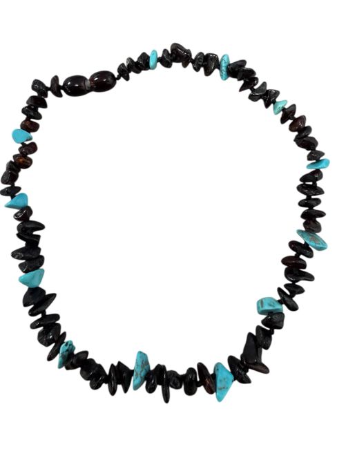 Baby Pop Halskette, baltischer Bernstein, Kirschtürkis, 32 cm