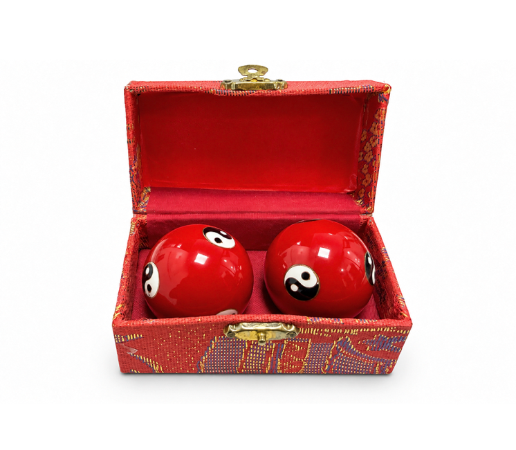 Chinesische Yin-Yang-Massagekugeln Rot 4,2 cm