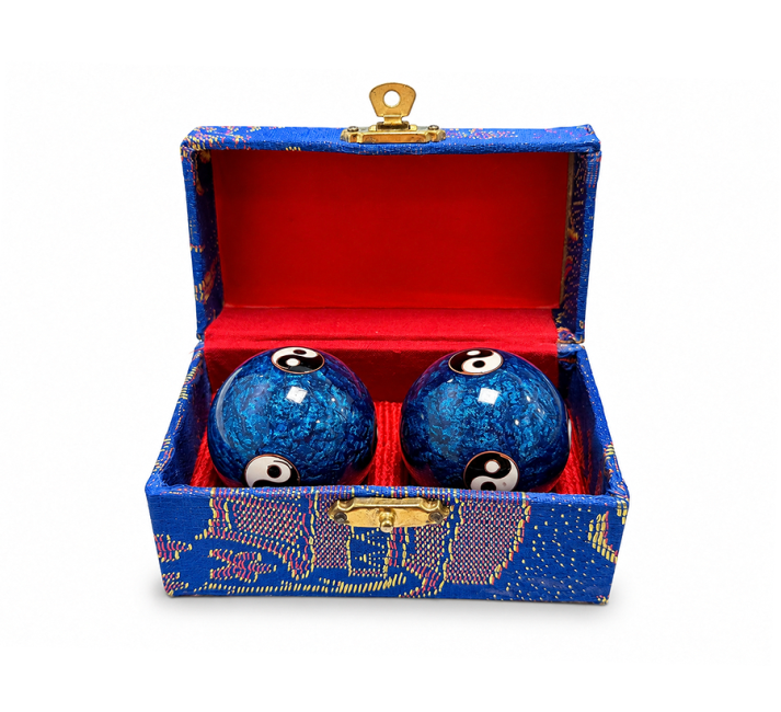 Chinesische Yin-Yang-Massagekugeln Blau 4,2 cm