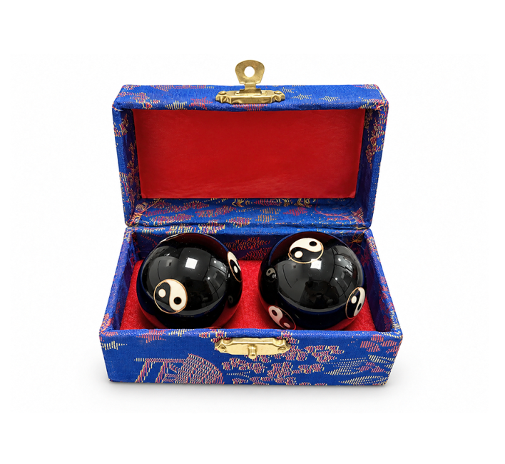 Chinesische Yin-Yang-Massagekugeln Schwarz 4,2 cm