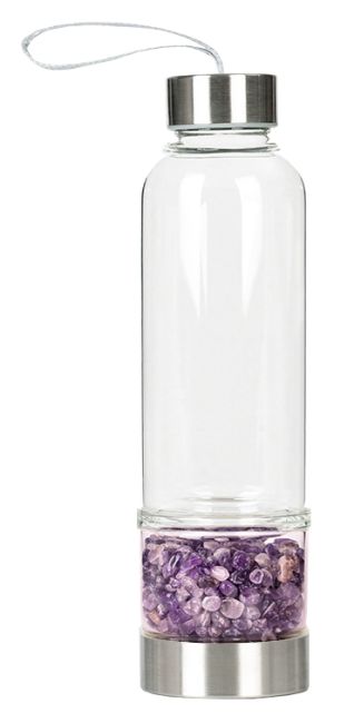 Flasche mit Amethystkristallen