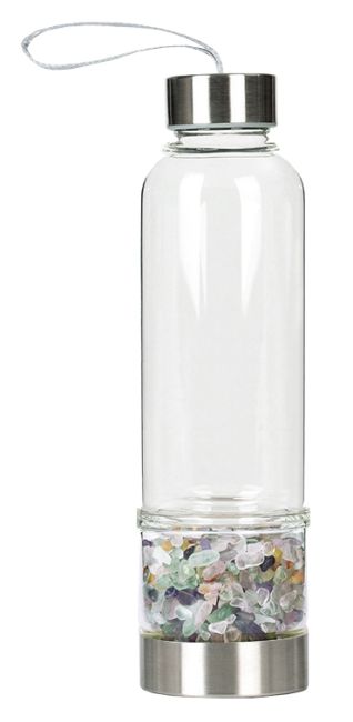 Flasche mit Fluoritkristallen