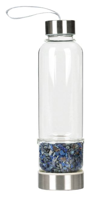 Flasche mit Lapislazuli-Kristallen