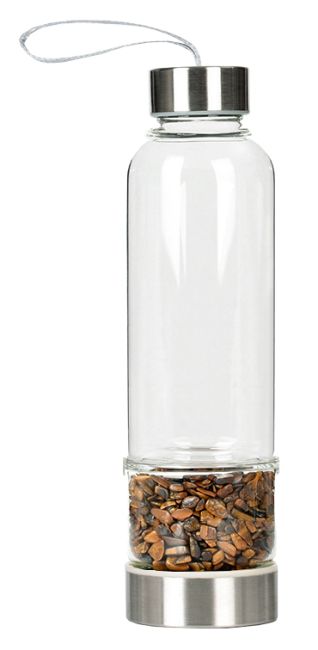 Flasche mit Tigerauge-Kristallen