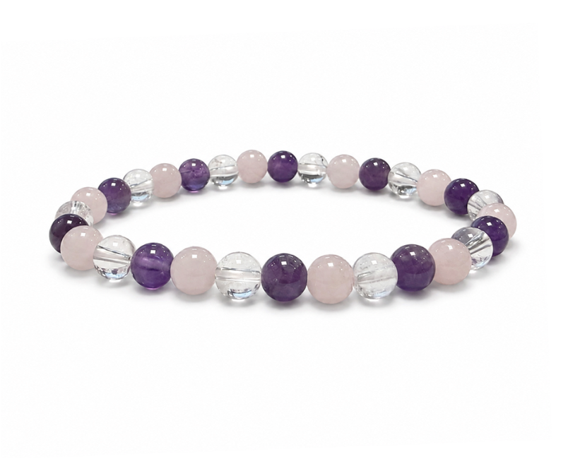 Weihrauch bei Armband aus Amethyst Bergkristall Rosenquarz A mit 6-7-mm-Perlen