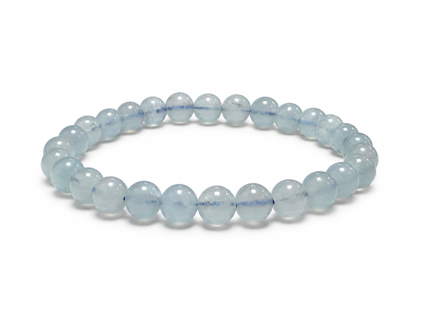 Weihrauch bei Aquamarin-Armband AA+ Perlen 5,5–6,5 mm